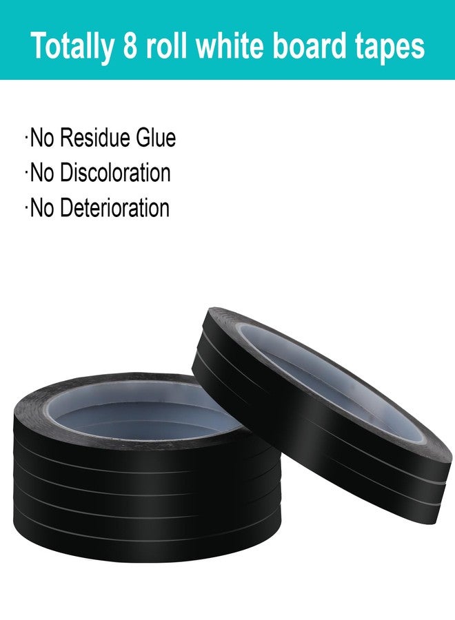 Utron 8 Rolls Whiteboard Tape, 6mm Thin Black Tape, Pinstripe Tape for Electrical Marking Dry Erase Board Accessories DIY Art Crafts - Image 4